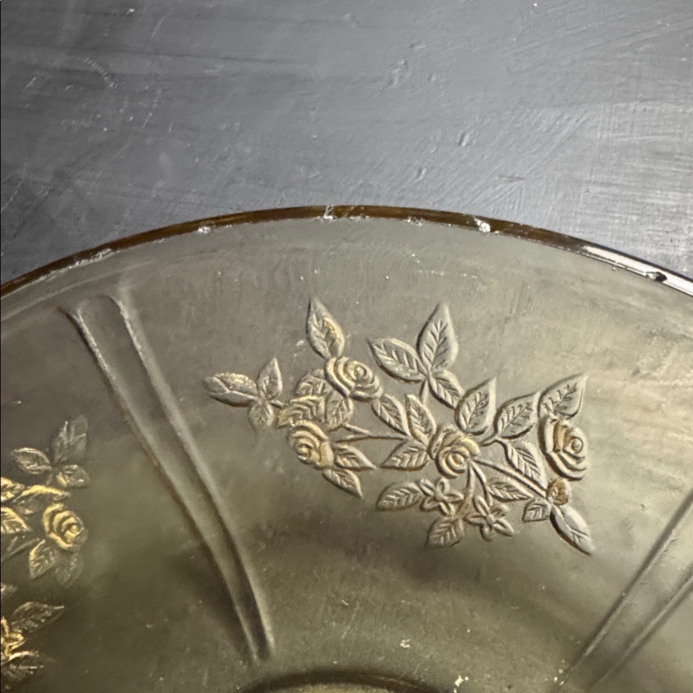 Vintage Federal Amber Depression Glass Bowl Sharon Cabbage Rose pattern - Picture 3 of 3